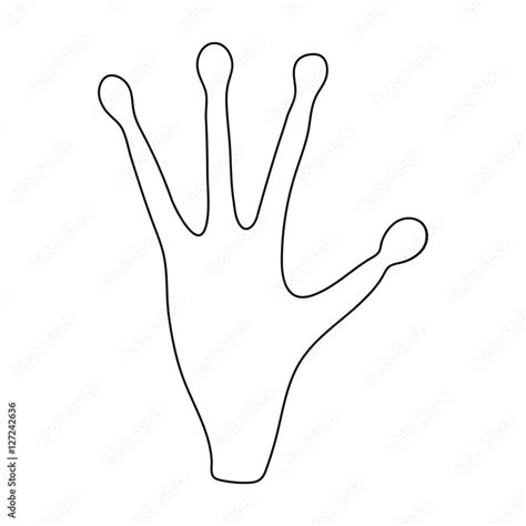 Alien hand icon in outline style isolated on white background. Space ...