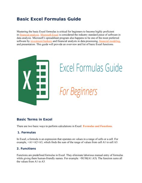 Image result for Basic Excel Formulas Explained