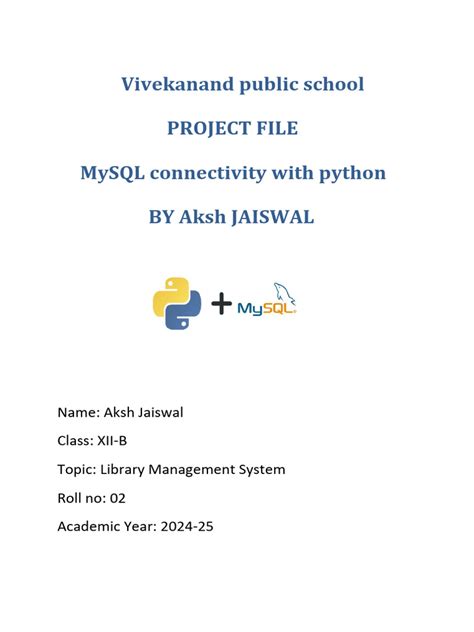 Image result for Python MySQL Connectivity Project File Library Management