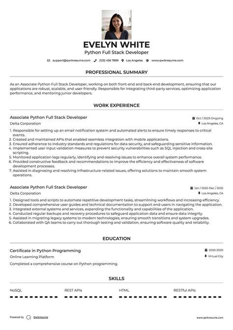 Python Full-Stack Developer Resume Examples に対する画像結果