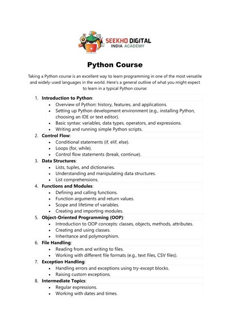 Image result for Python Programming Course Outline