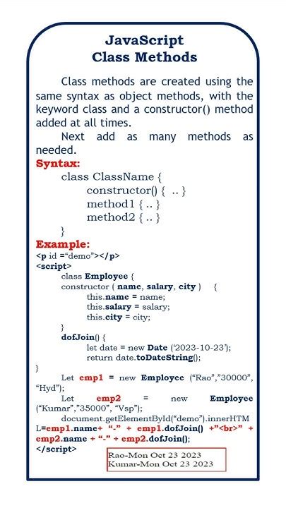Image result for JavaScript Class Methods