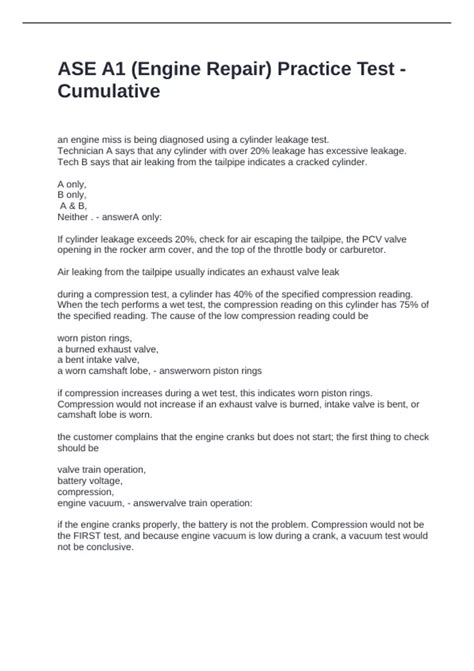 Image result for ASE Engine Performance Practice Test