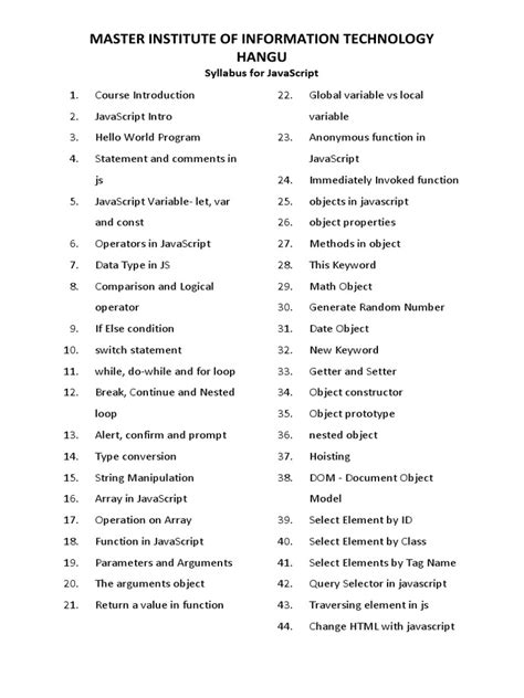 Image result for HTML CSS JavaScript Syllabus