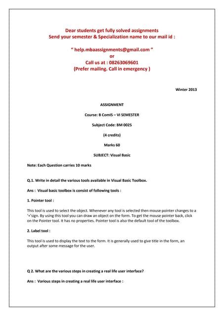 Image result for Visual Basic Assignment Example