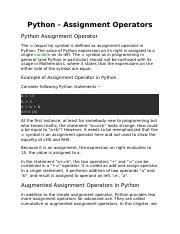 Image result for Python Assignment Operator