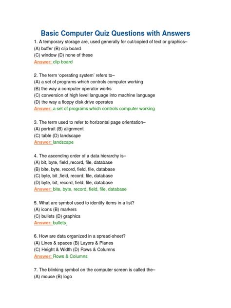 Image result for Basic Computer Knowledge Questions PDF