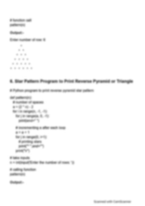 Pattern Program in Python に対する画像結果
