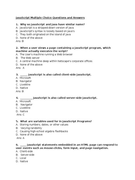 Image result for JavaScript Multiple Choice
