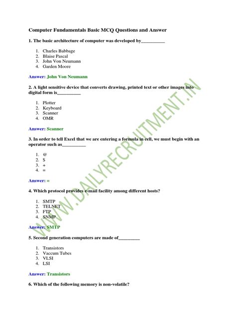 Image result for Basic Computer Knowledge Questions PDF