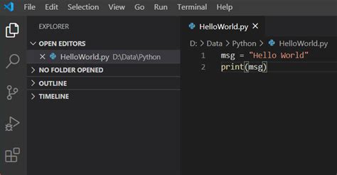 Image result for Visual Studio Code HelloWorld Python