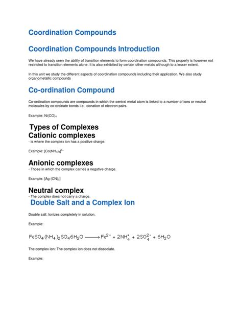 Image result for Coordination Compounds