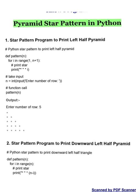 Pattern Program in Python に対する画像結果