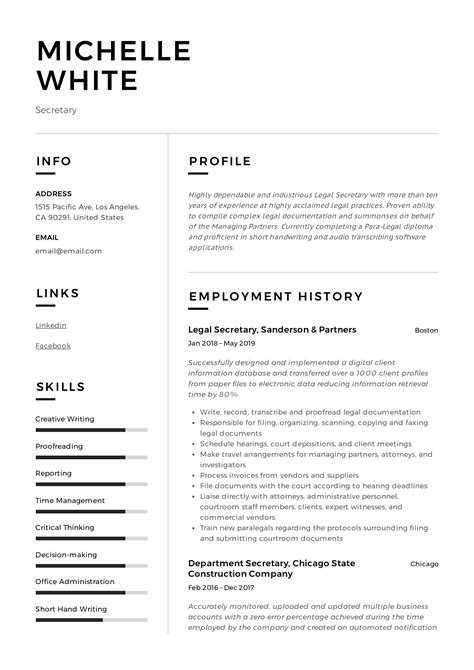Image result for Secretary Resume Examples