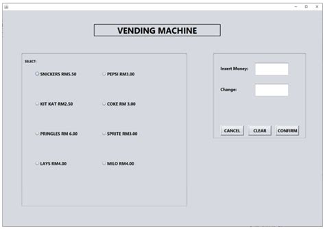 Image result for Vending Machine Java GUI