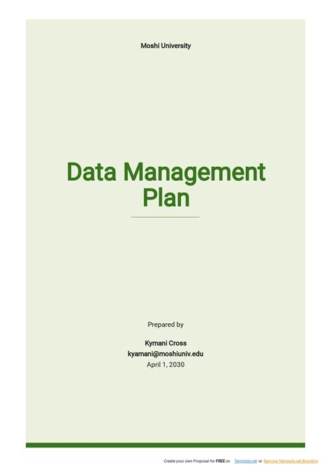 Image result for Data Management Plan Examples