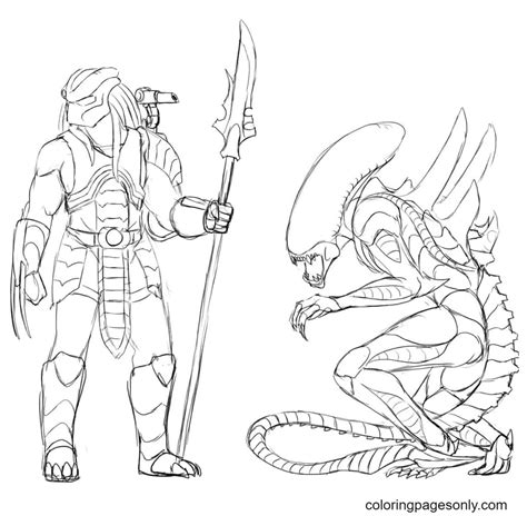 Alien vs Predator Coloring Pages に対する画像結果