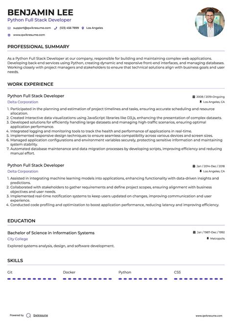 Image result for Full-Stack Python Developer Sample Resume