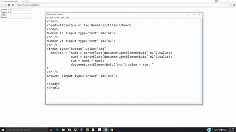 Afbeeldingsresultaten voor Two Number Addition Using JavaScript and HTML without CSS
