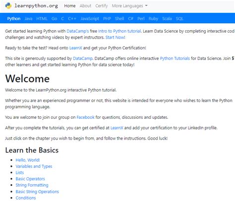 Image result for Learnpython.org Free Python Course