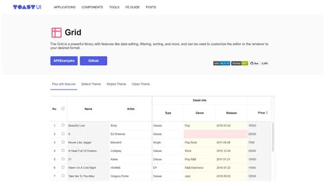 Image result for JavaScript Free Table Library