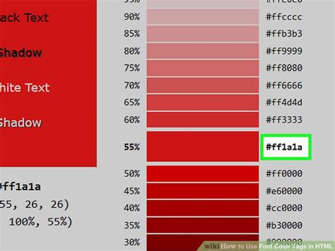 Image result for Font Color HTML Code