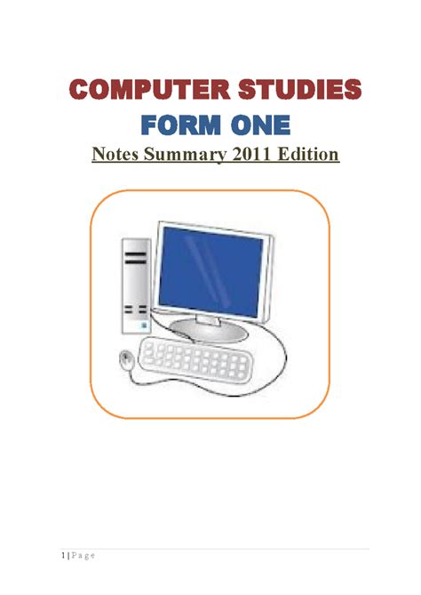 Image result for Computer Studies Form 1 Notes