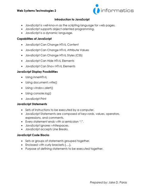 Image result for Introduction to JavaScript PDF