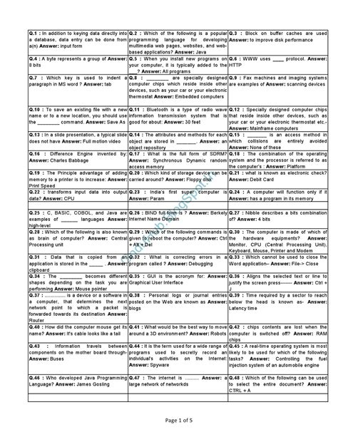 Image result for Basic Computer Knowledge Questions PDF