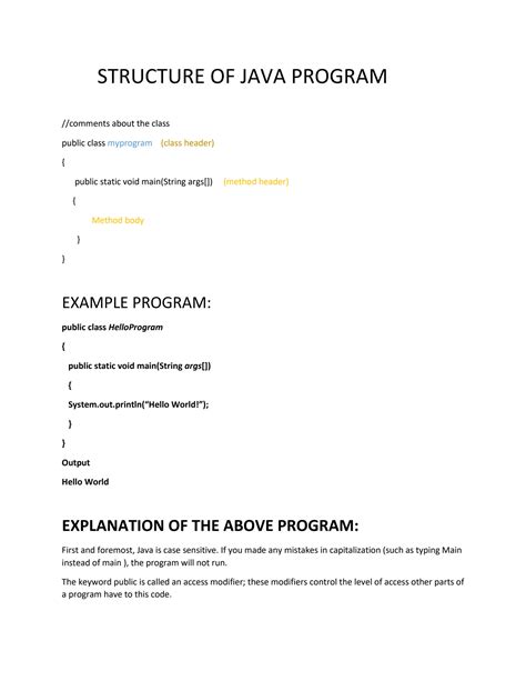 Explain Structure of Java Program に対する画像結果