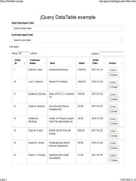 Image result for Basic DataTable Example
