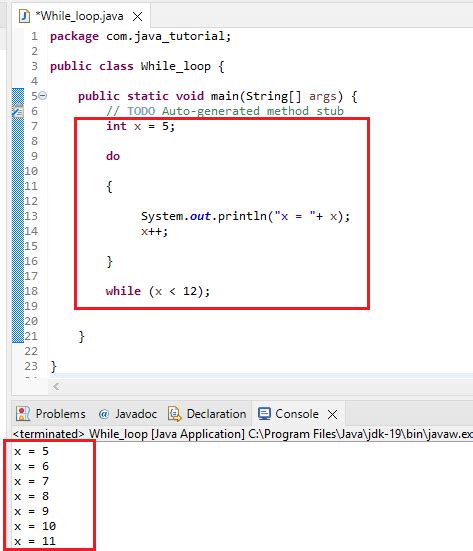 Toradh íomhá ar Do While Loop Java Example