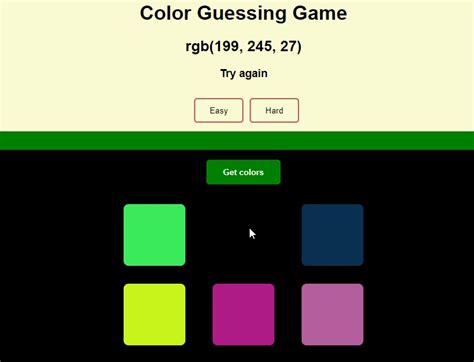 Image result for JavaScript Color Guessing Game