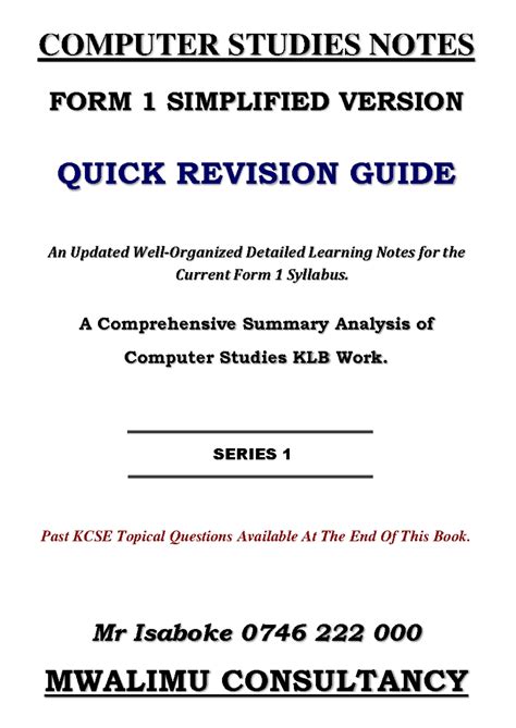 Image result for Computer Form 1 Notes Revision