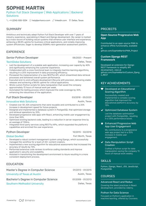 Python Full-Stack Developer Resume Examples に対する画像結果