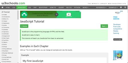 Image result for JavaScript Tutorial W3Schools