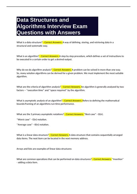 Data Structures and Algorithms Interview Exam Questions with Answers ...
