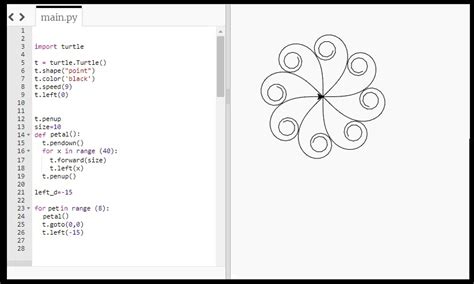Image result for Python Turtle Round Flower Code
