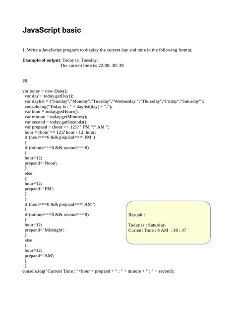 Image result for Simple JavaScript Programs Output