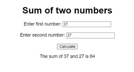 Image result for JavaScript Addition of Two Numbers