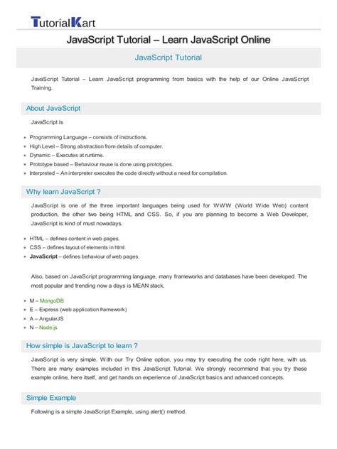 Image result for JavaScript Tutorial PDF