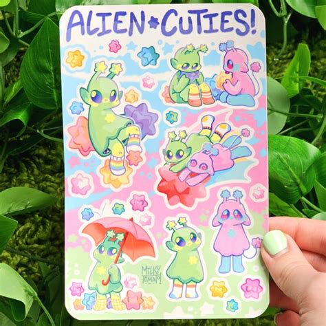 Cute Alien Sticker Sheet | Milky Tomato