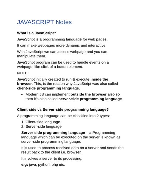 Bildergebnis für JavaScript Short Notes PDF