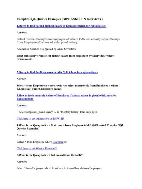 Image result for Advanced SQL Query Examples