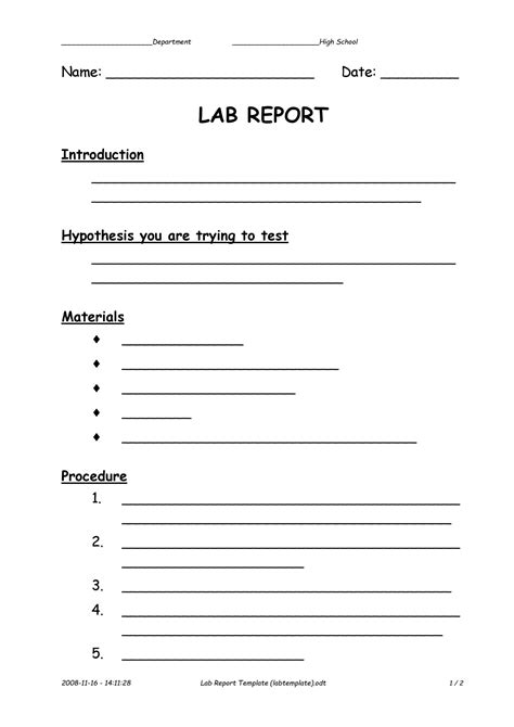 Image result for Lab Report Format Example