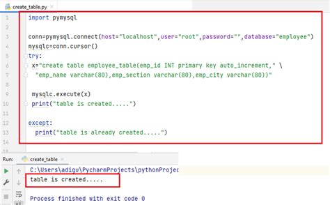 Bildergebnis für Create Table in MySQL with Python