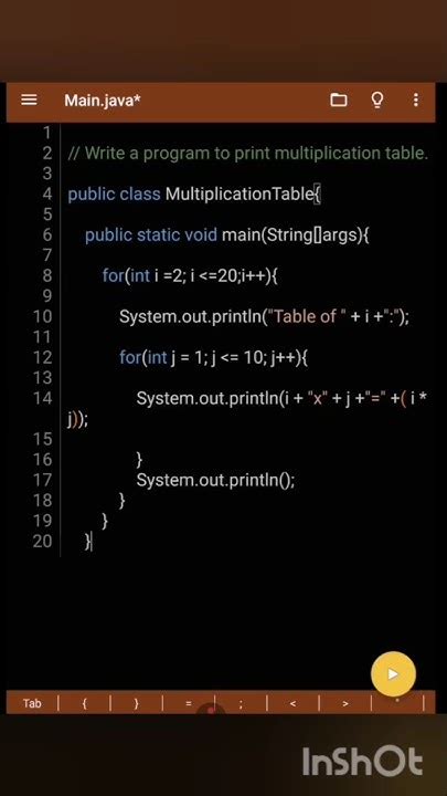 Afbeeldingsresultaten voor Multiplication Table Java Code