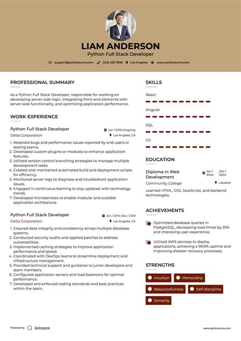 Python Full-Stack Developer Resume Examples に対する画像結果
