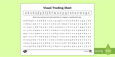 Visual Tracking Worksheet / Worksheet