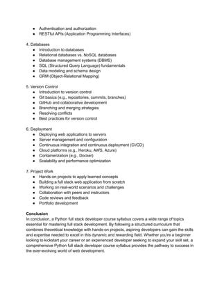 Image result for Python Full-Stack Course Syllabus
